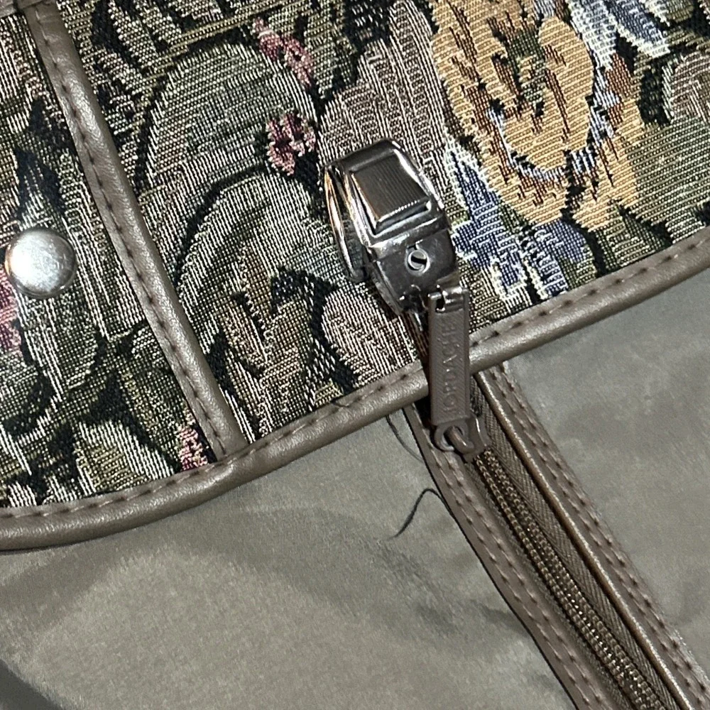 Vintage Jordache Floral Tapestry Hanging Garment Travel Luggage Bag Cottage Boho